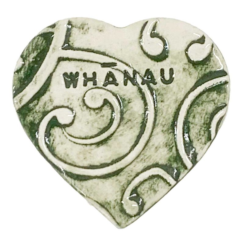 Borrowed Earth Kowhaiwhai Heart Small - Whanau Dark Green image number 0